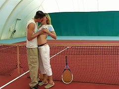 19yo After Playing Tennis This Lovely Slutty Brunette Gets Her Juicy Muff Pricked